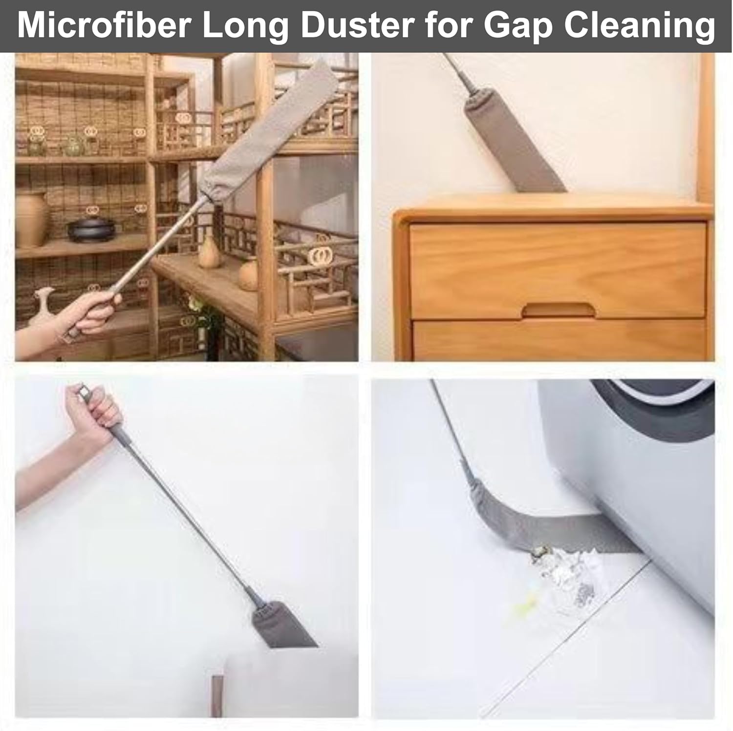 FLOORINGTON 6PCS Feather Duster Set 250cm extendable telescopic pole Includes bendable,washable crevice brush perfect for removing dust cobwebs from high ceilings, fans,lights, blinds, cars, furniture - Floorington