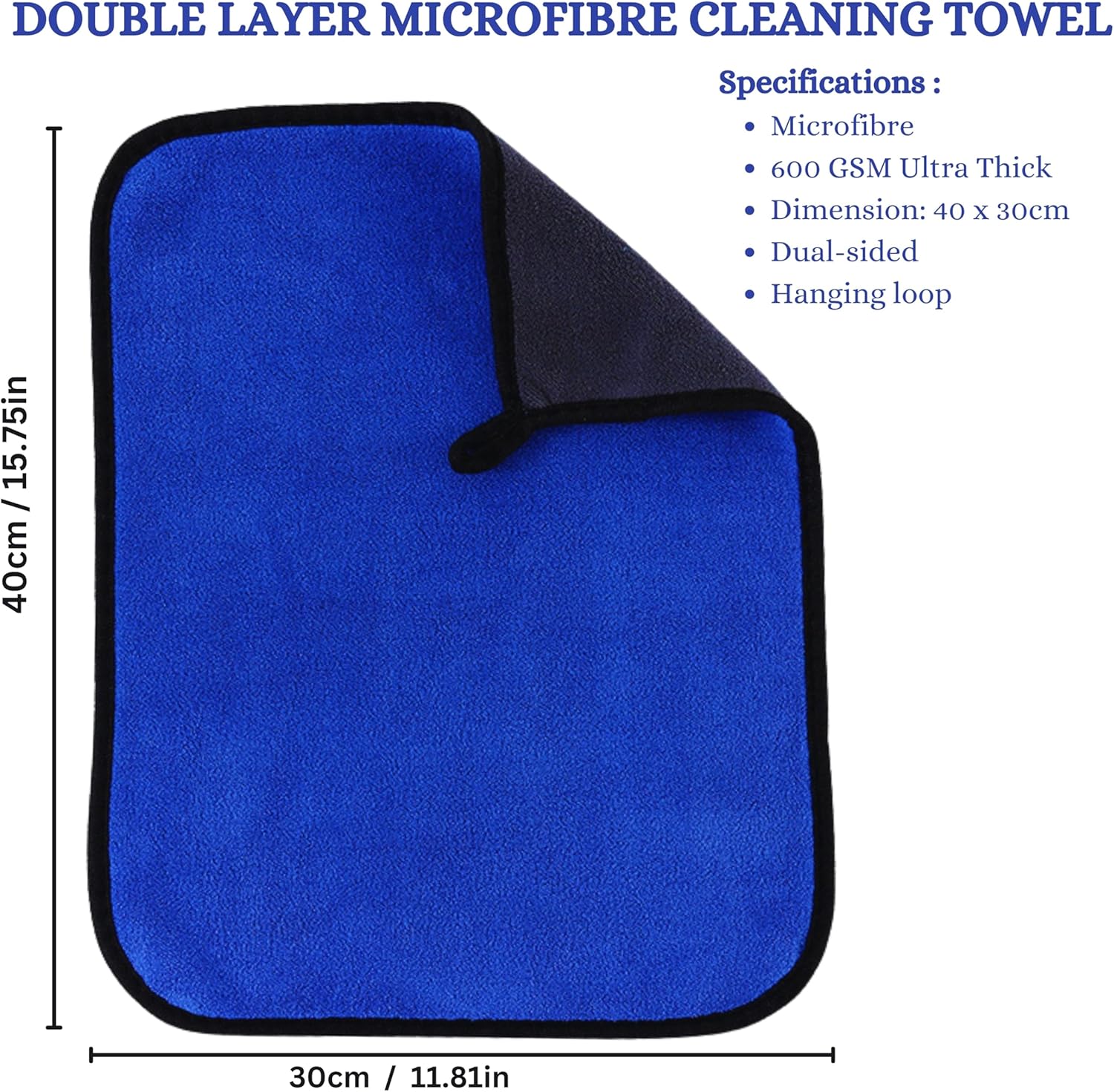 Floorington Premium Microfibre Cleaning Cloths Pack of 10, Double-layer, Lint Free Super Absorbent Towel for Household and Car Washing, Drying Size40 x 30 cm free Mini dustpan & brush set MT55 - Floorington
