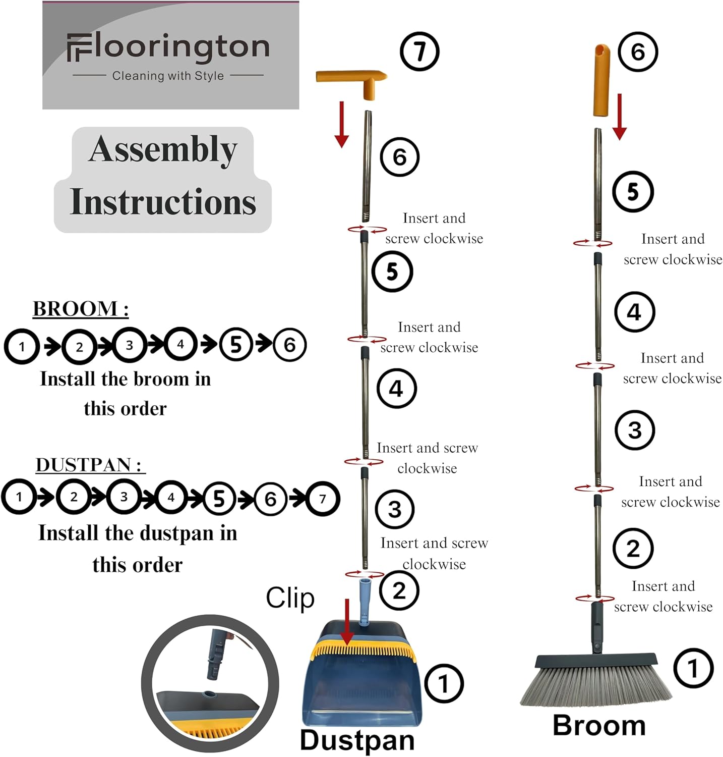 FLOORINGTON Long Handled Dustpan and Brush Set Upright Broom with Soft Bristles & Durable Dustpan for Indoor and Outdoor Cleaning Includes Free Mini Dustpan & Brush Set (Green & Black) - Floorington