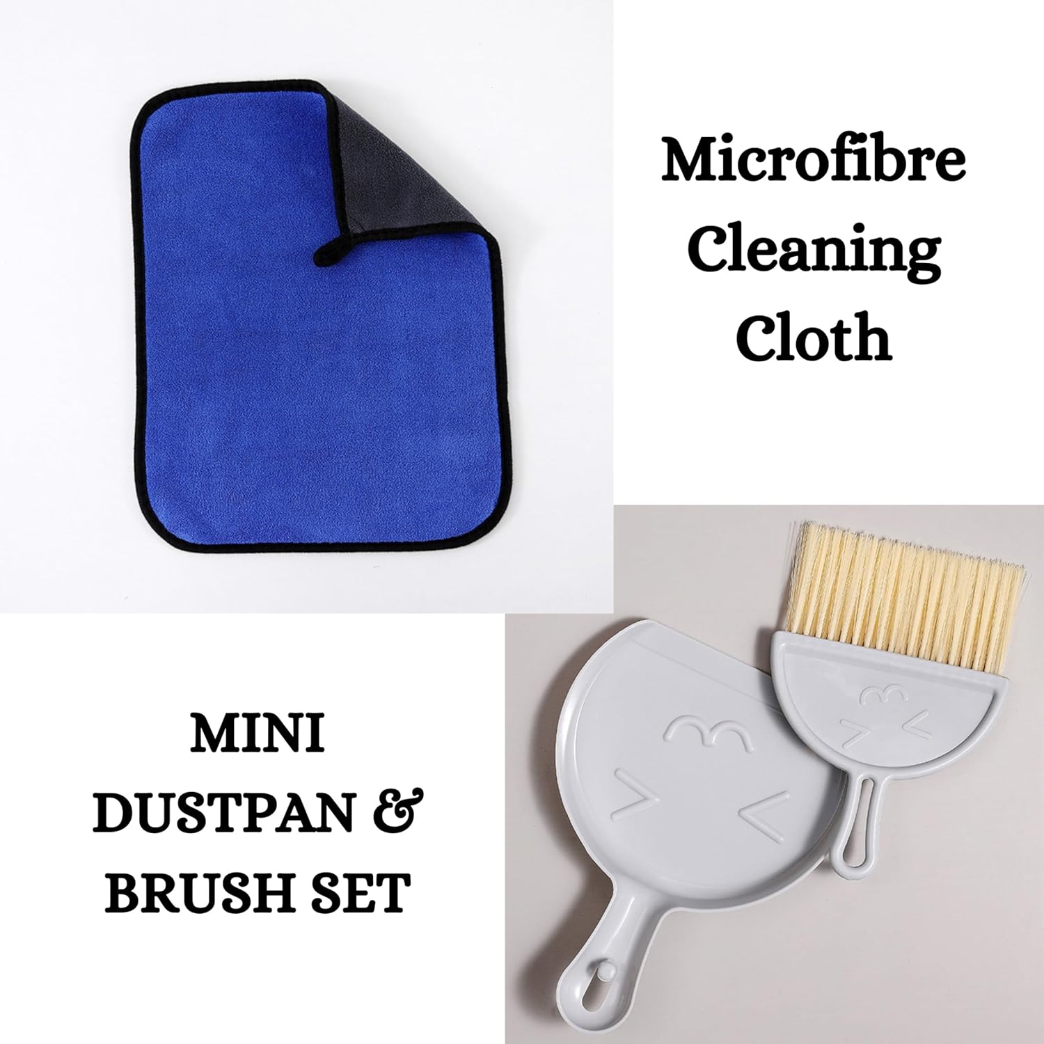 Floorington Premium Microfibre Cleaning Cloths Pack of 10, Double-layer, Lint Free Super Absorbent Towel for Household and Car Washing, Drying Size40 x 30 cm free Mini dustpan & brush set MT55 - Floorington