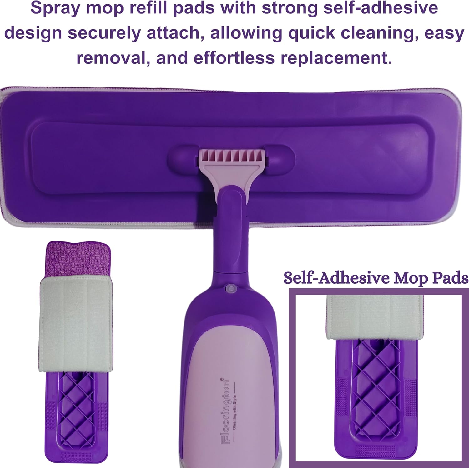 FLOORINGTON Spray Mop for Floor Cleaning Wet & Dry Microfiber Mop with 550ML Refillable Bottle, 4 Washable Pads, 4 Microfibre Cloth and 1 Scraper Perfect for Home, Kitchen, Hardwood, Tile Floors PS08 - Floorington